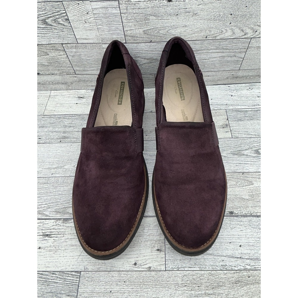 Clarks Collection Shoes Womens‎ Size 8 Suede Slip On Comfort Cushion Sole